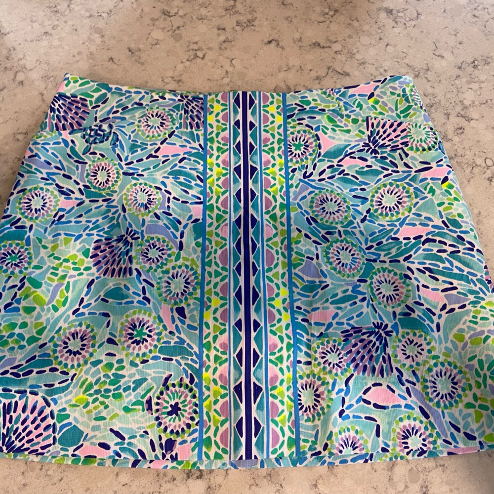 Lilly Pulitzer Blue Green Pink Printed Mini Skirt